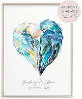 Vista 1 de Triple Studio Regalo de boda personalizado, impresión artística de pájaro con nombre y fecha personalizados, celebración de aniversario para novio