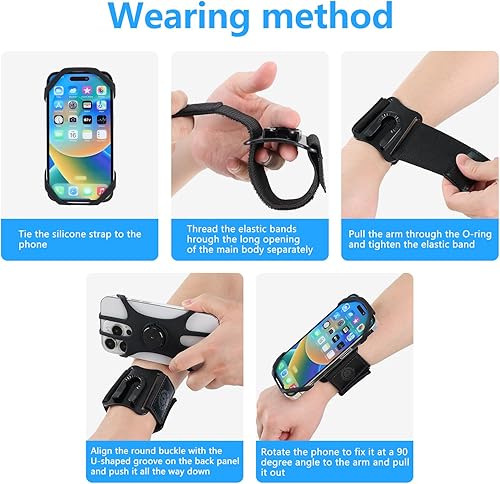 Miniatura 7 de Brazalete universal para teléfono y muñequera giratorio 360 grados para correr, trotar, gimnasio, entrenamientos, iPhone 14, 13, 12, 11 Pro Max,