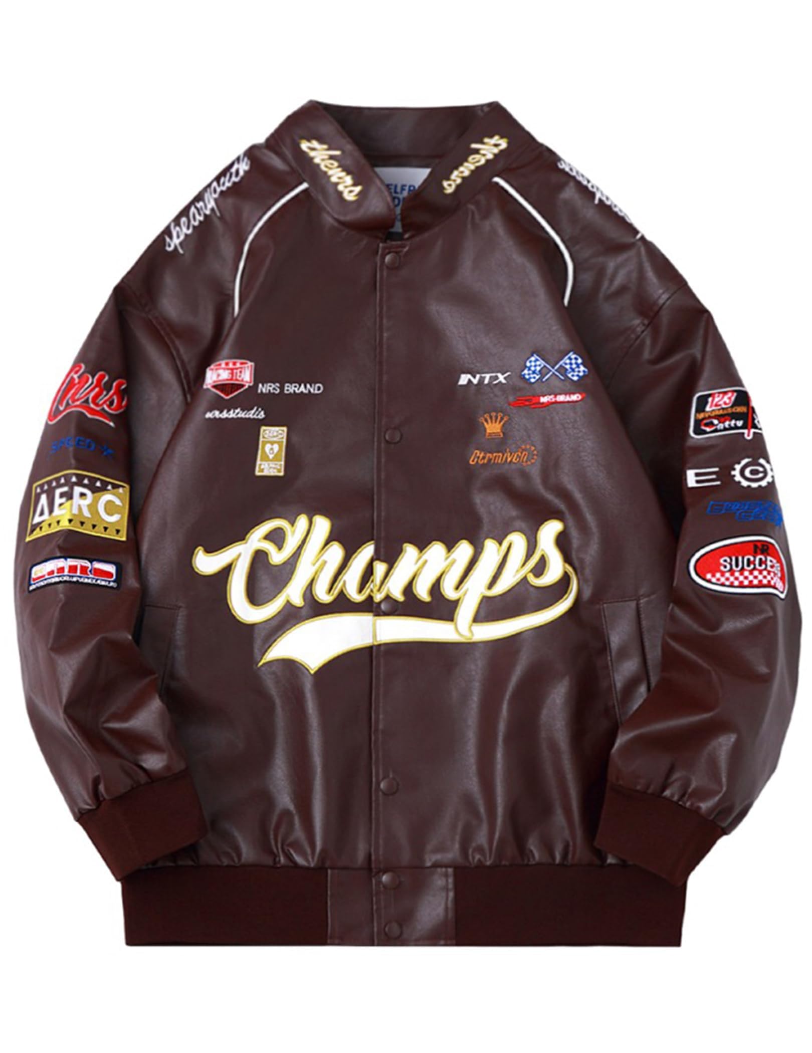 Aelfric Eden Faux Leather Racing Jacket Oversized Motorcycle Biker Racer Jackets Streetwear Unisex