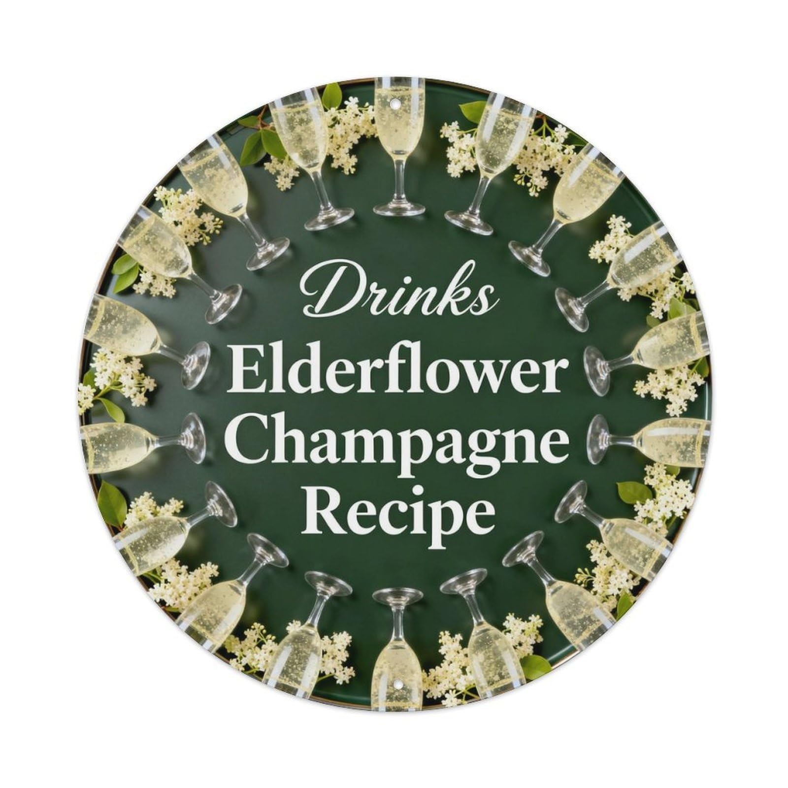 Elderflower Champagne Cocktail Metal Tin Sign Plaque