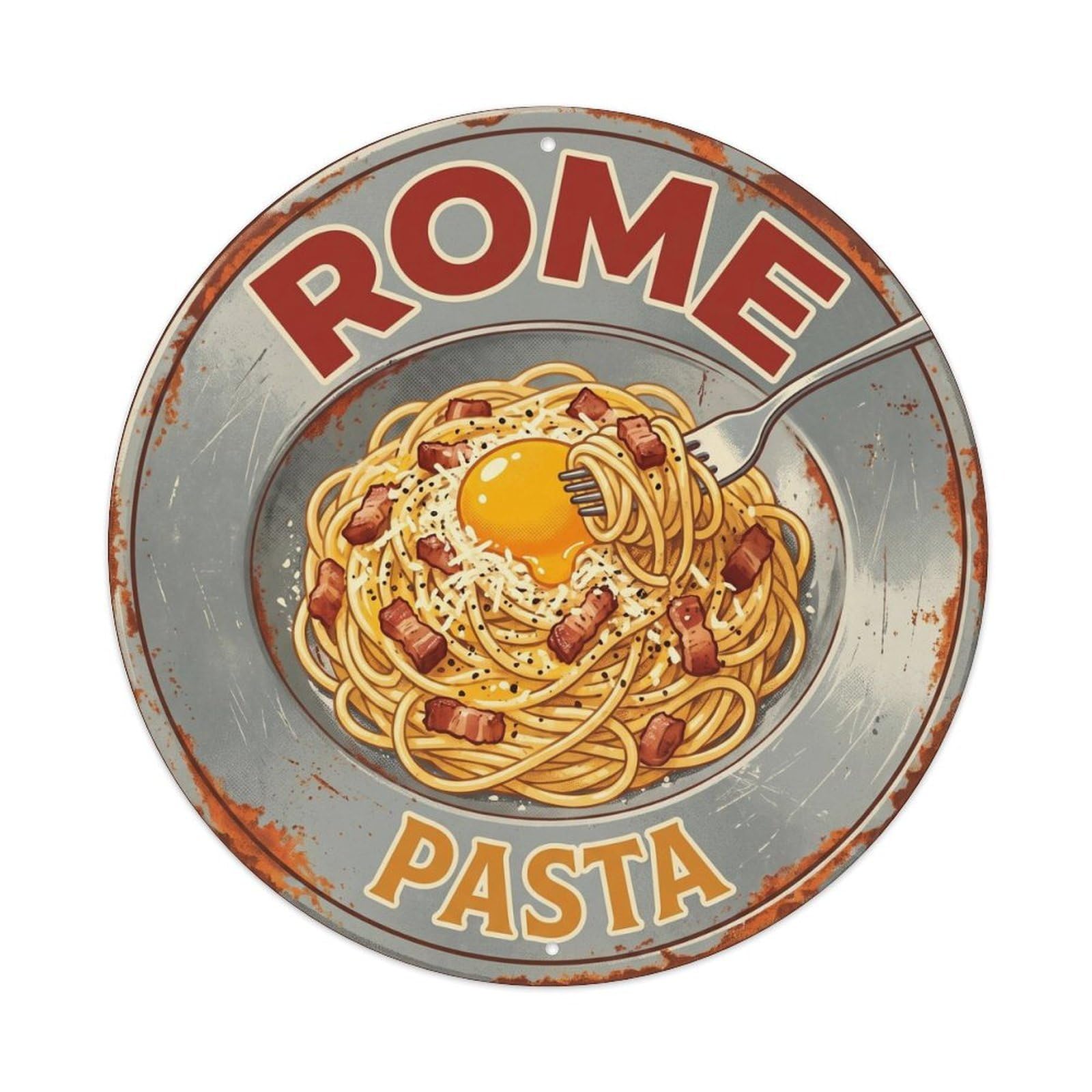 Retro Rome Italy Pasta Food Culture Travel Metal Tin Sign