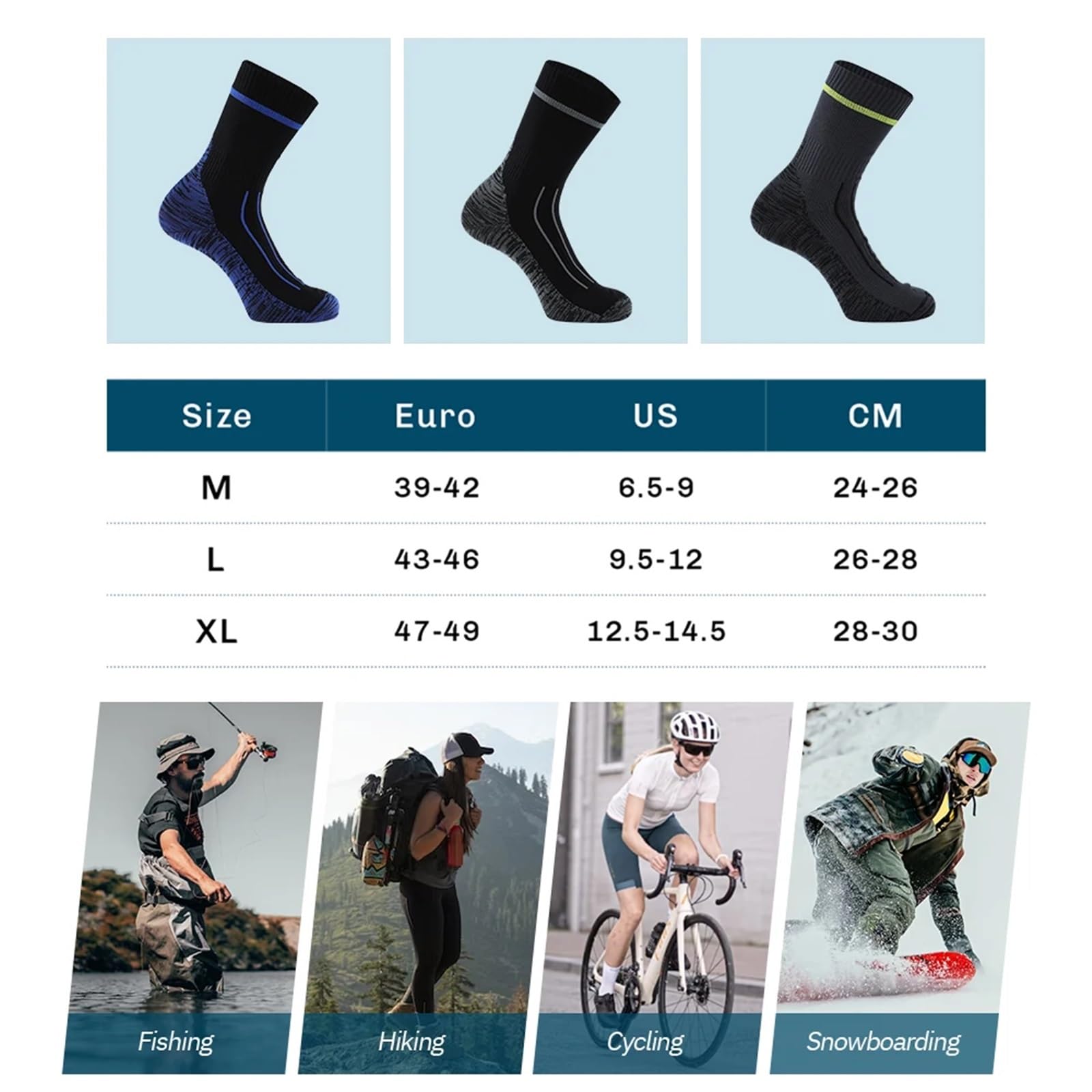 Wasserdichte Socken 2 Paar Herren Wasserdichte Socken Atmungsaktive Sportsocken Outdoor Wandern Waten Camping Winter Schnee Warme Skisocken Reitsportsocken FüR Wie Laufen