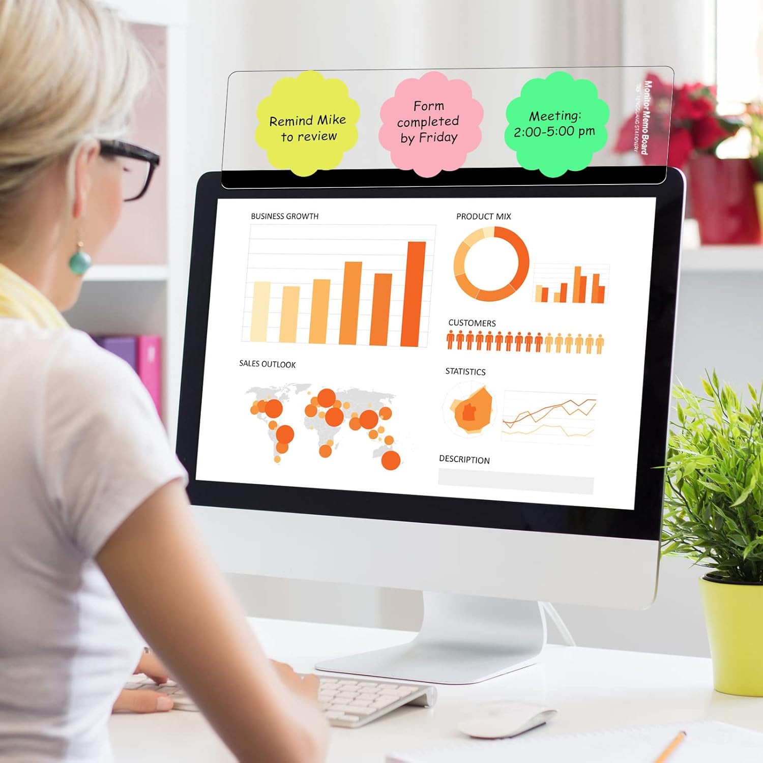 Zonon 12 Pieces Monitor Memo Board, Memo Boards for Computers Transparent Acrylic Monitor Side Panel Office Desk Accessories Desktop Computer Sticky Note Holder for Office Home Work Desk