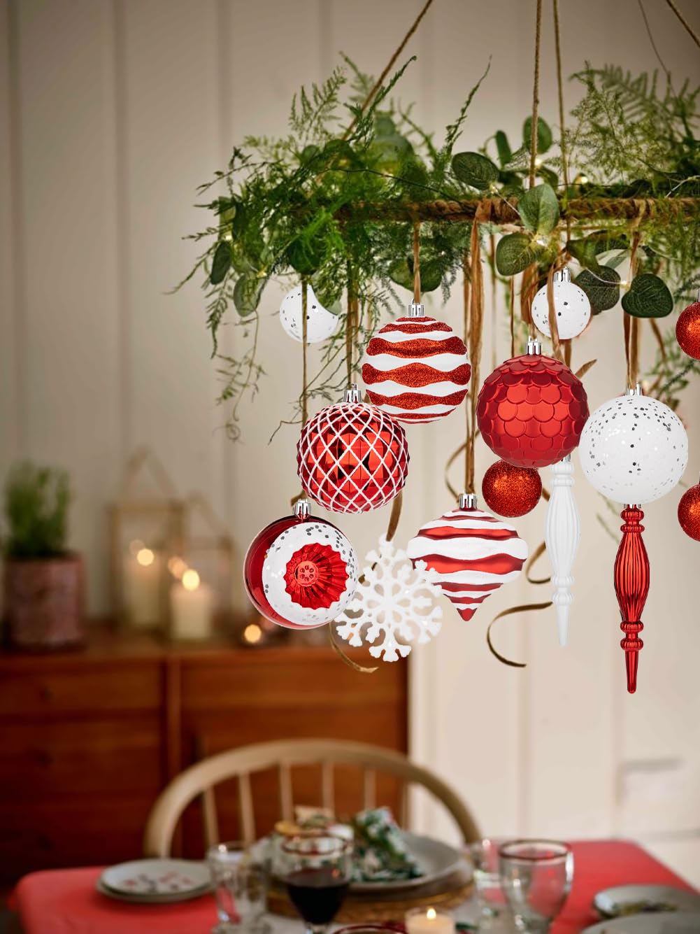 Set 50 Palline Di Natale In Plastica – Decorazioni Per Albero, Ghirlande E Centrotavola