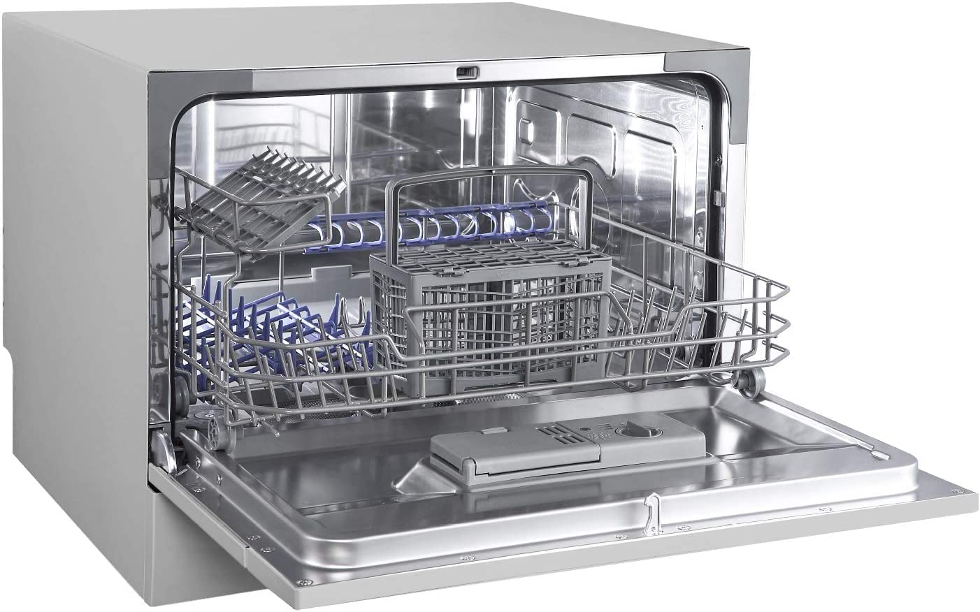 COMFEE' Kompakter Tisch-Geschirrspüler TD602E-S Mini Geschirrspüler mit 6 Gedecken, 6 Programmen, LED-Display, Zeitverzögerung und Waschfunktion in Nicht-Spitzenstunden - Silber