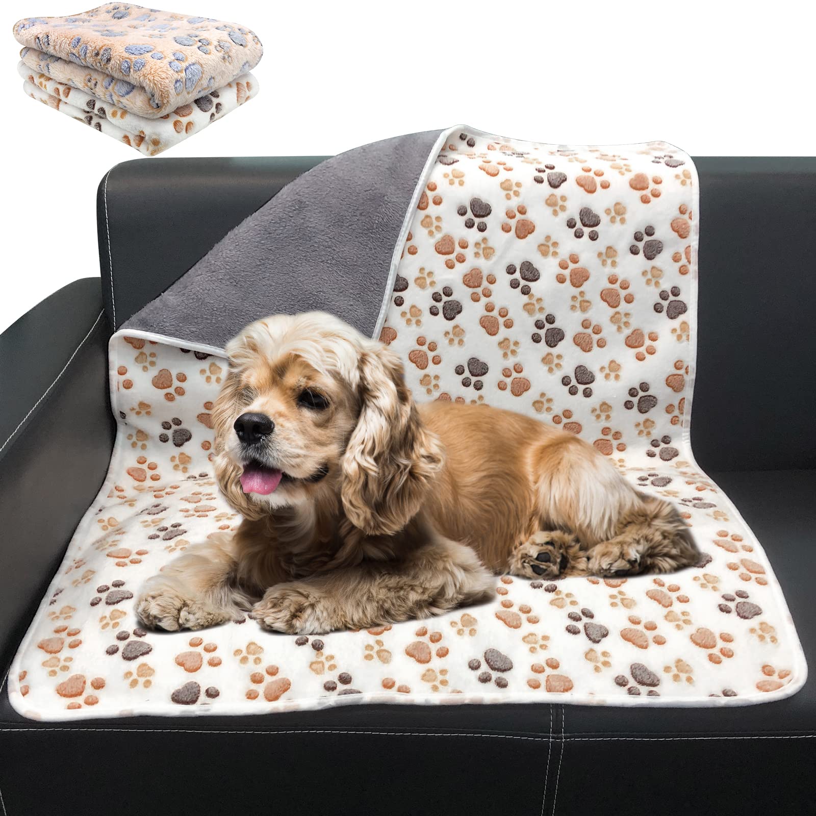 HYLYUN 2 mantas impermeables para perros, lavables para cama, sofá, sofá, forro polar, manta de felpa, manta suave y reversible, para perros pequeños, medianos, cachorros, gatos