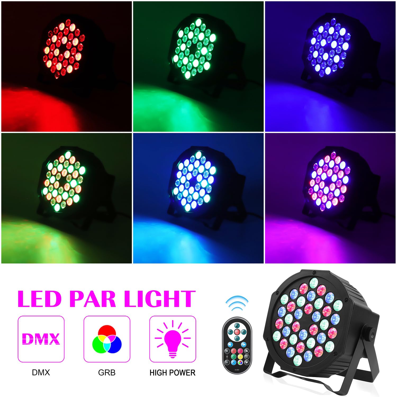Amazon.co.jp: U`King ステージライト 36個LED 舞台照明 リモコン付き