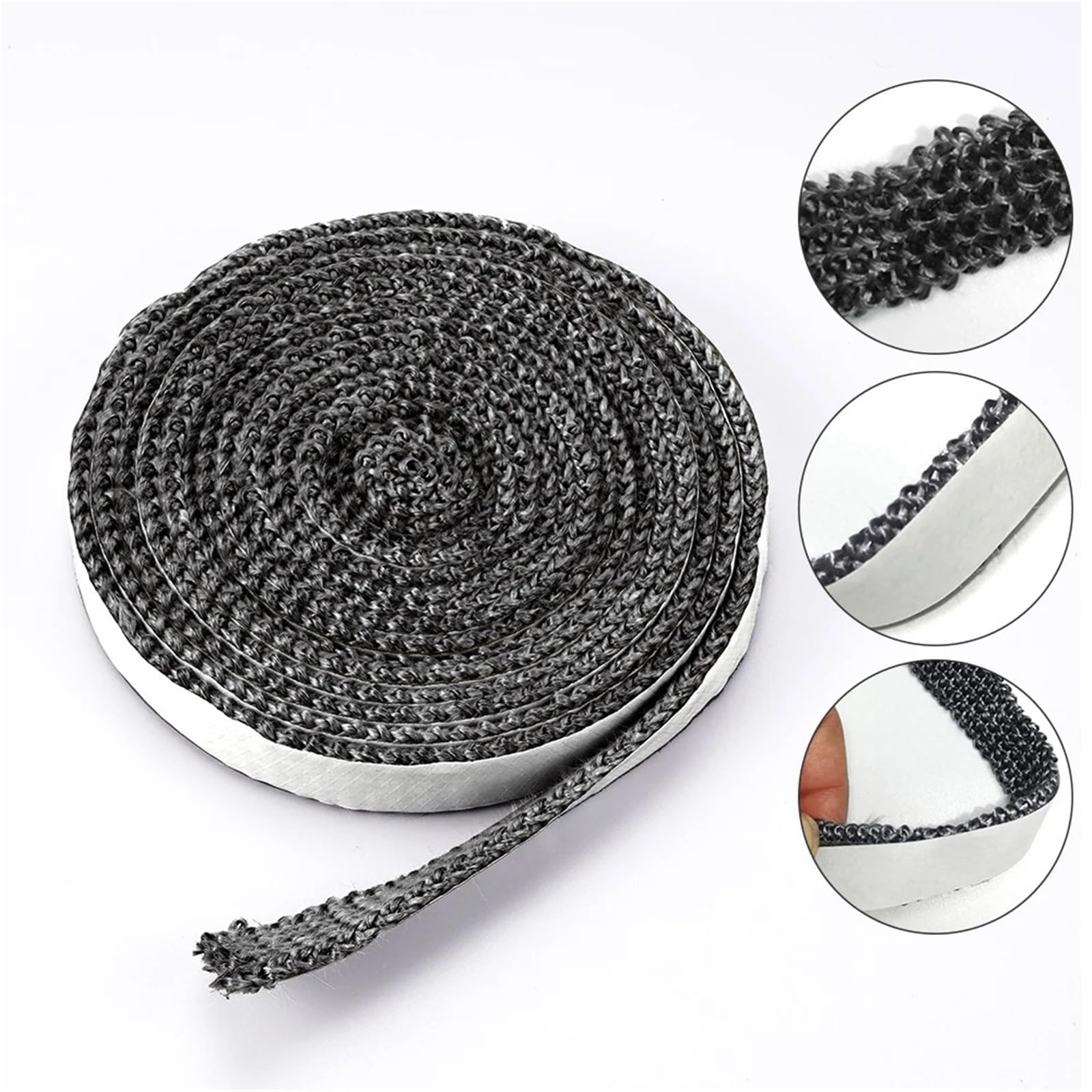 Guarnizione Stufa a Legna Corda for stufa piatta nera da 10/15 mm di larghezza | Striscia sigillante antincendio for porta del camino, guarnizione autoadesiva in fibra di vetro(15x2mm)
