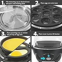 Vista 6 de Elite Gourmet Easy Electric - Cocina eléctrica con capacidad para 7 huevos, cazador furtivo, máquina de tortillas, revuelta, suave, media, hervida