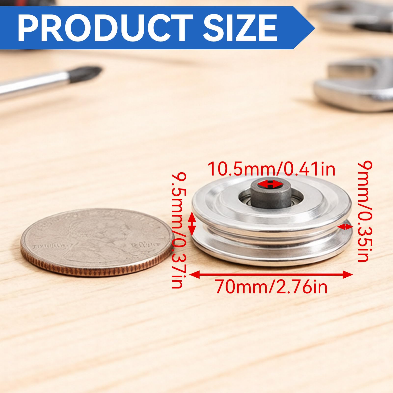 Aluminum Cable Machine Pulley Wheels - 2 PCS -3