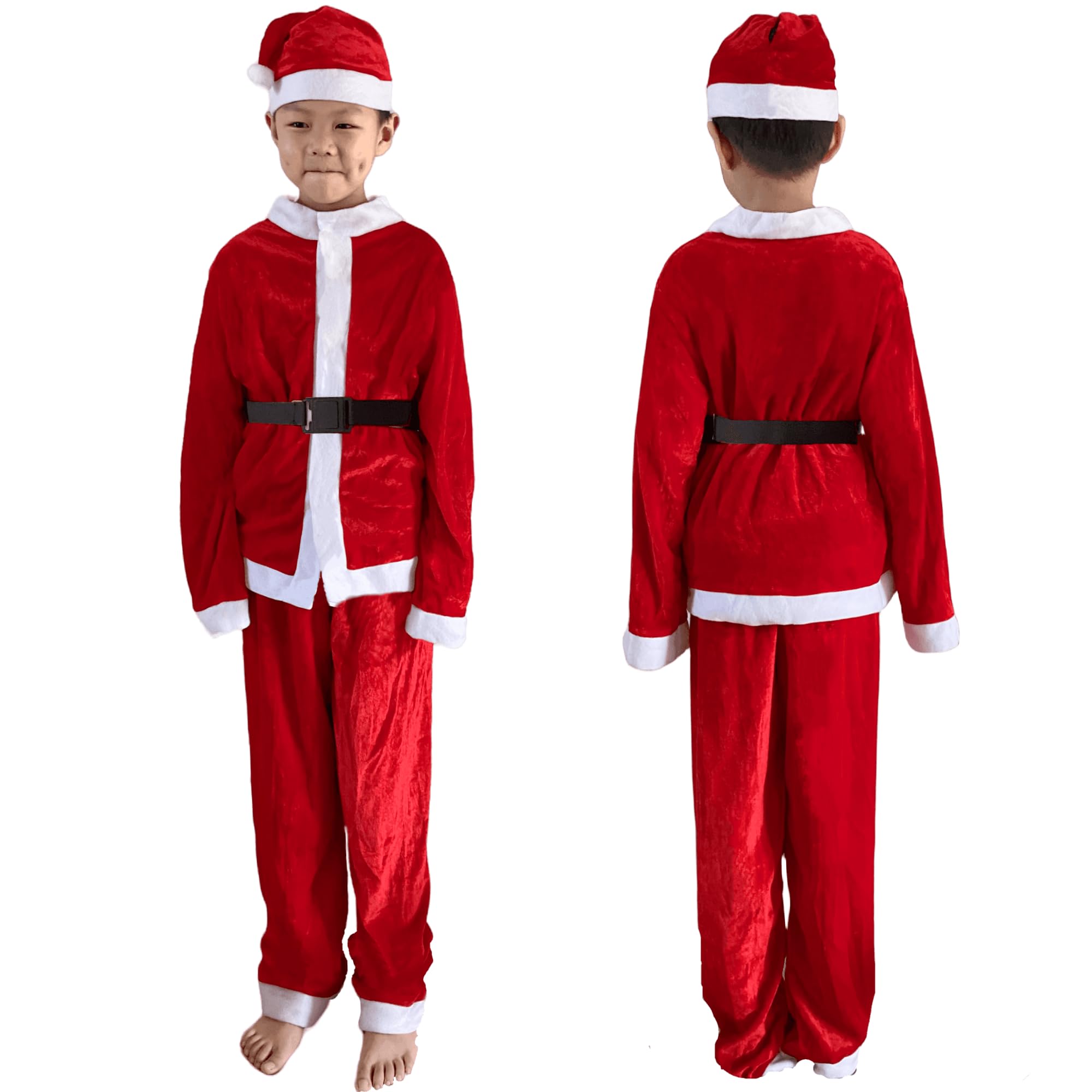 Disfraz de Papá Noel para niños, traje de Papá Noel, traje de 4 piezas, disfraces de Navidad para niños, vacaciones, cosplay, vestido de fiesta 2