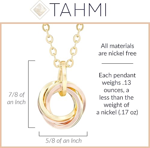 Miniatura 3 de Classy 14K Yellow and Pink Rose Gold-Filled Simple Love Knot Circle Pendant Necklace Dressy Jewelry Gift Idea for Women- 18 Inches