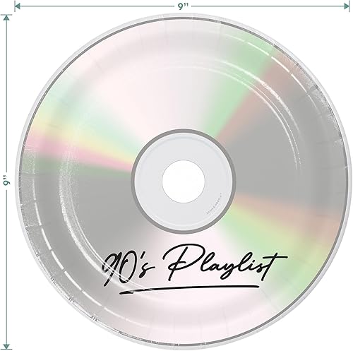 Miniatura 3 de Suministros para fiestas de los 90  Platos llanos de papel CD de los 90's Mix y servilletas Let's Party (Serves 16)