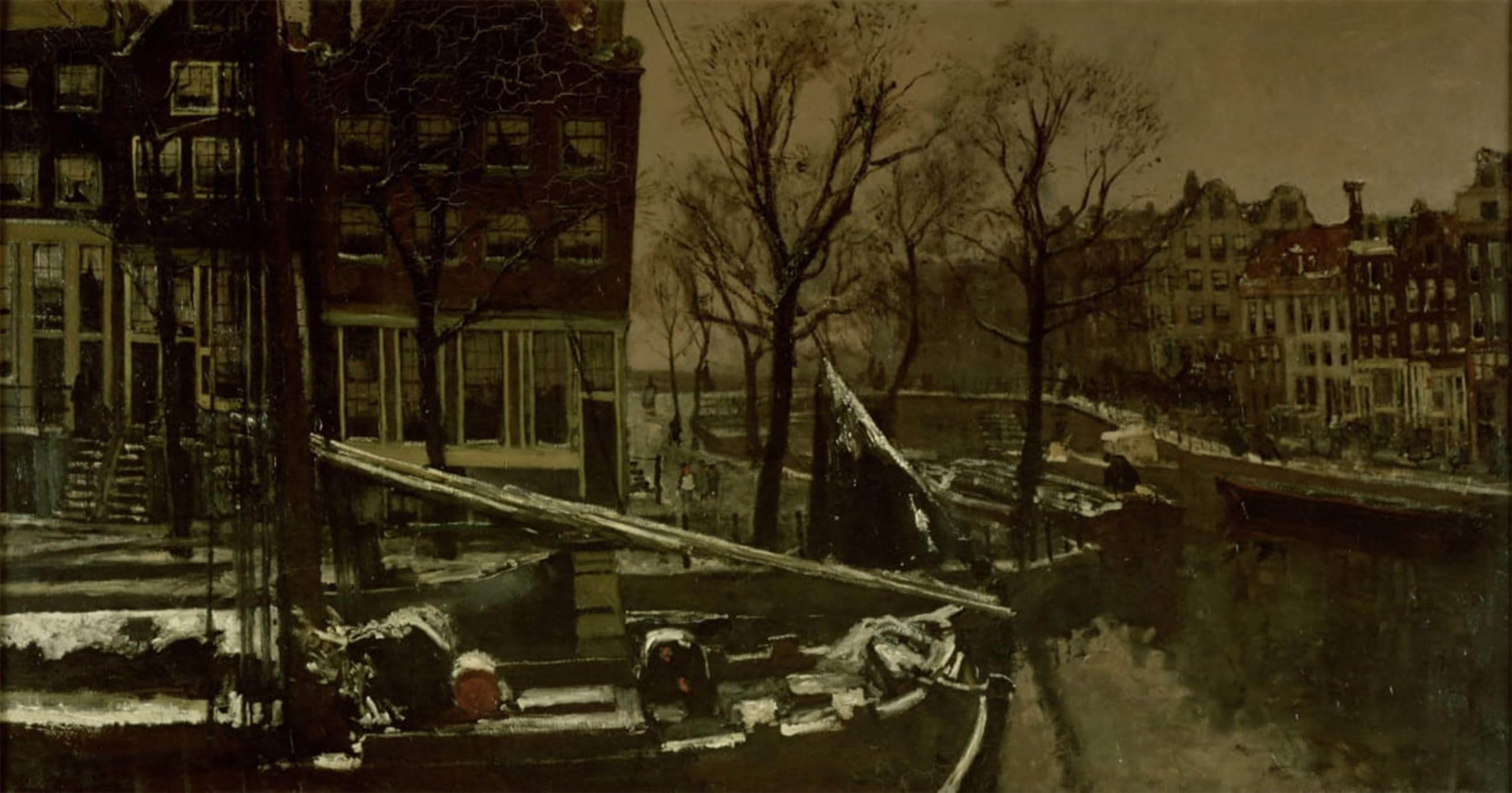 Posteriik No Frame Vintage Print Pop Art Landscape Artwork Winter In Amsterdam By George Hendrik Breitner Art Prints For Office Home Decor 60X90cm