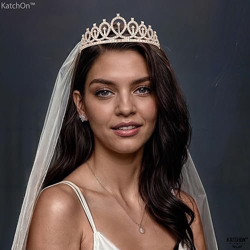 Miniatura 7 de KatchOn, Decoraciones de despedida de soltera de oro rosa – Paquete de 3 | Banda y corona de novia para ser, decoraciones de novia futura | Banda y