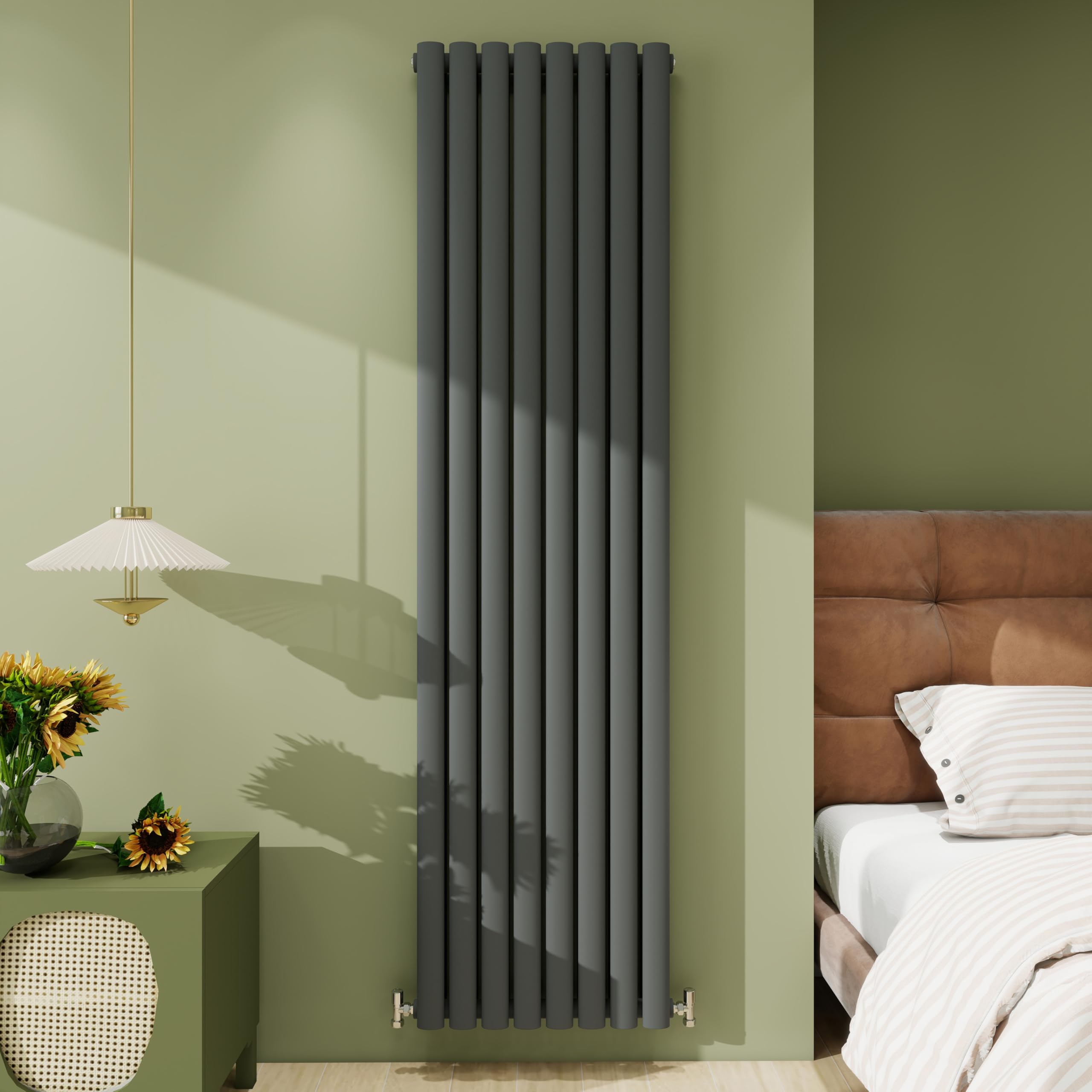 Biubiubath Radiator 1800×472mm Anthracite Vertical Double Oval Column Designer Central Heating Rad 5972 BTU