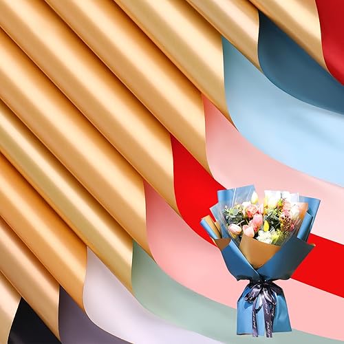 Miniatura 8 de FOIMAS 18 hojas de papel de regalo de flores, iridiscente impermeable, suministros de papel de regalo para embalaje de regalos florales, suministros