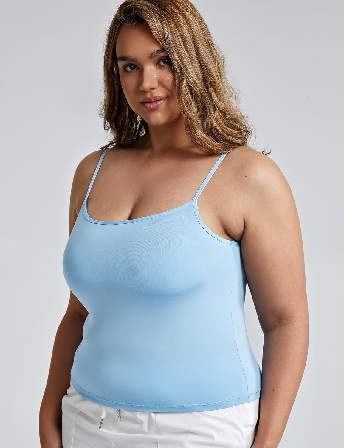 ZeroBound Camisole Built in Shelf Bra Tank Top - Basic Square Neck Halter Tops for Women, Spaghetti Strap Cami Tank Tops - Image 3