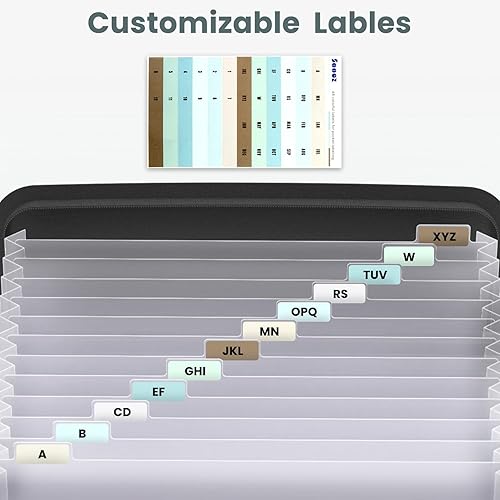 Miniatura 8 de Sooez Organizador de archivos de acordeón resistente con asa oculta, carpetas de archivos expandibles portátil de 12 bolsillos, organizador