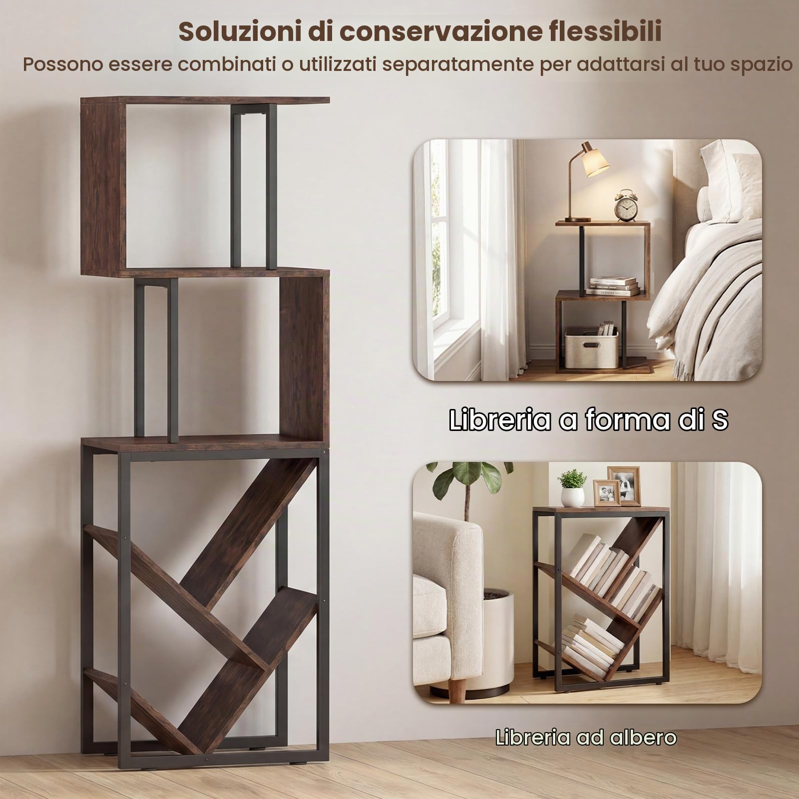 KOMFOTTEU Libreria Verticale a 6 Ripiani Metallo e Kit Antiribaltamento