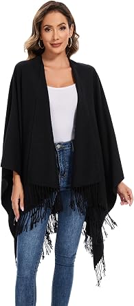 Shawl Wraps for Women, Elegant Knitted Cape Open Front Poncho Scarf Blanket Cardigan Coat for Spring, Autumn, and Winter