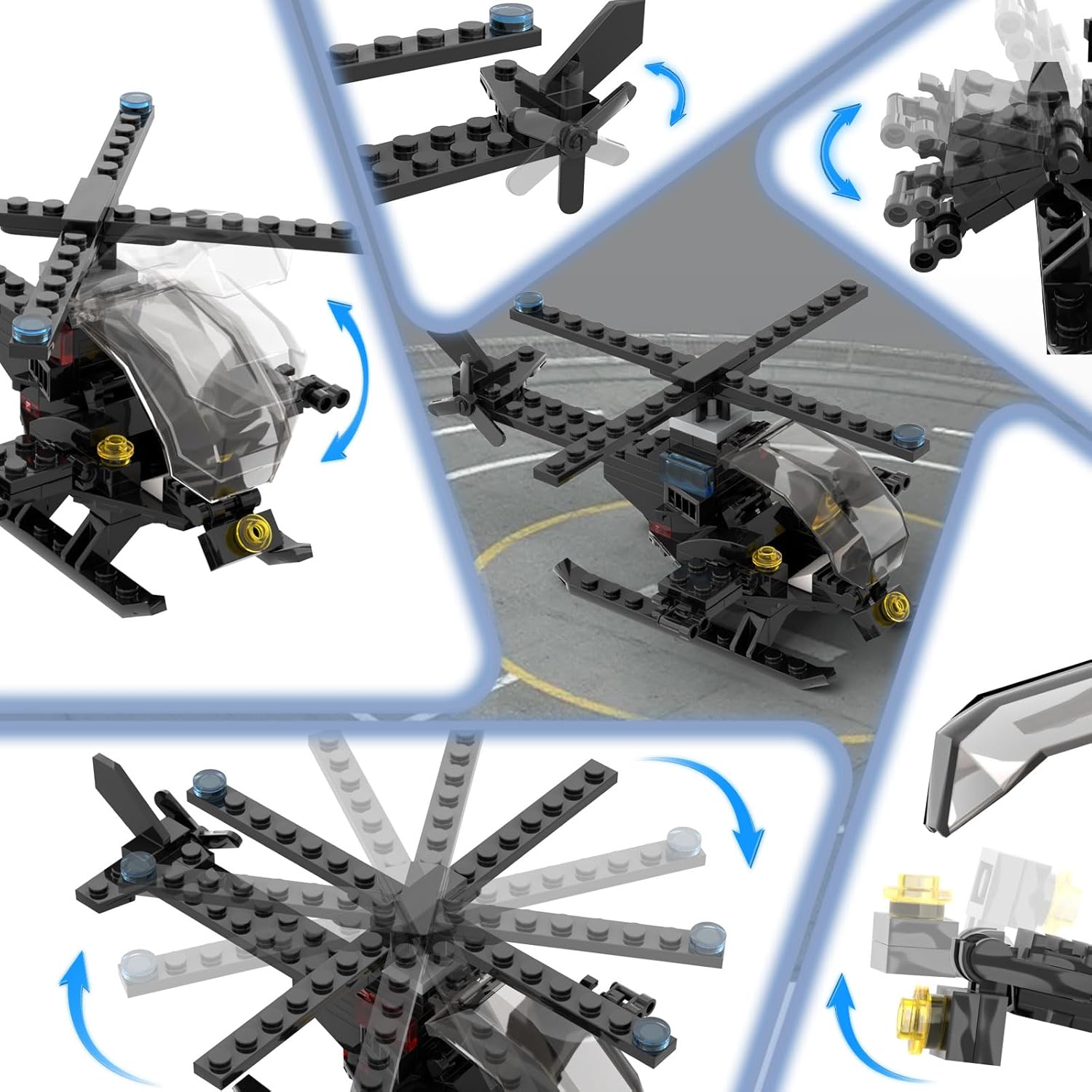 Military Weapon Gun Accessories Kits Toy for Swat Team Building Block Army Weapon Set Include Helicopter Helmets E.O.D Suit for Army Equipment Gear Sets Compatible with Major Mini Figure