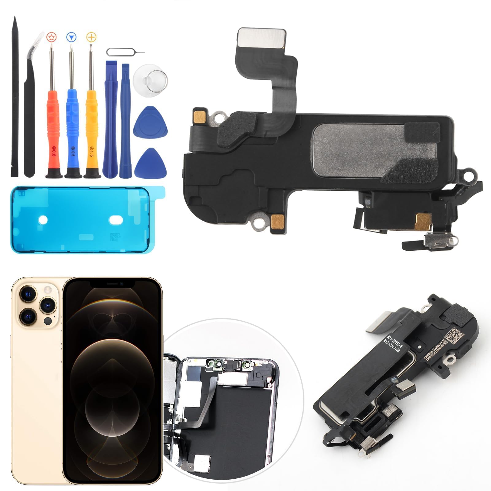 RongZy Earpiece Compatible with iPhone 12 Pro Max Earpiece Ear Speaker Repair Replacement Part with Tools