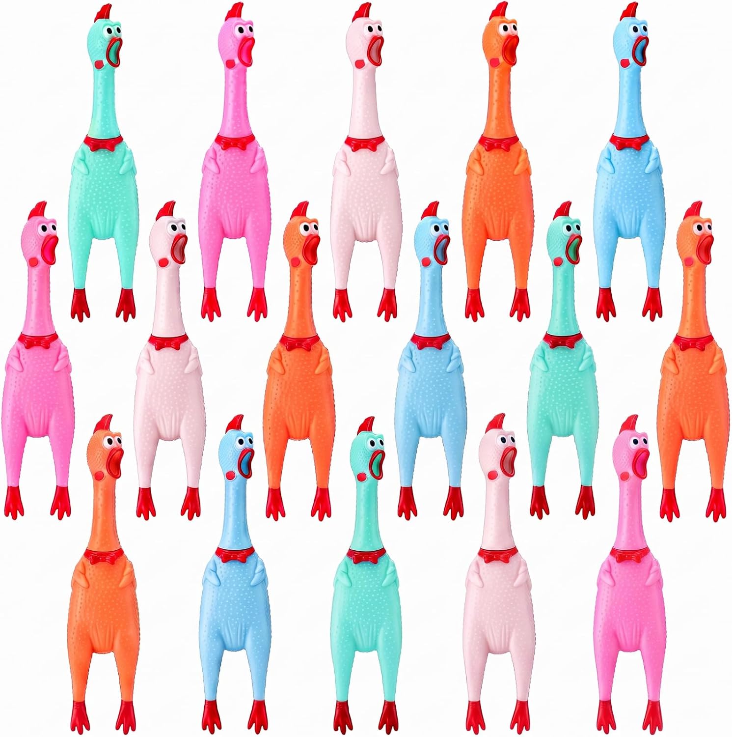 Sratte 16 Pcs 15 Inch Halloween Rubber Chicken Dog Toys, Pastel Color
