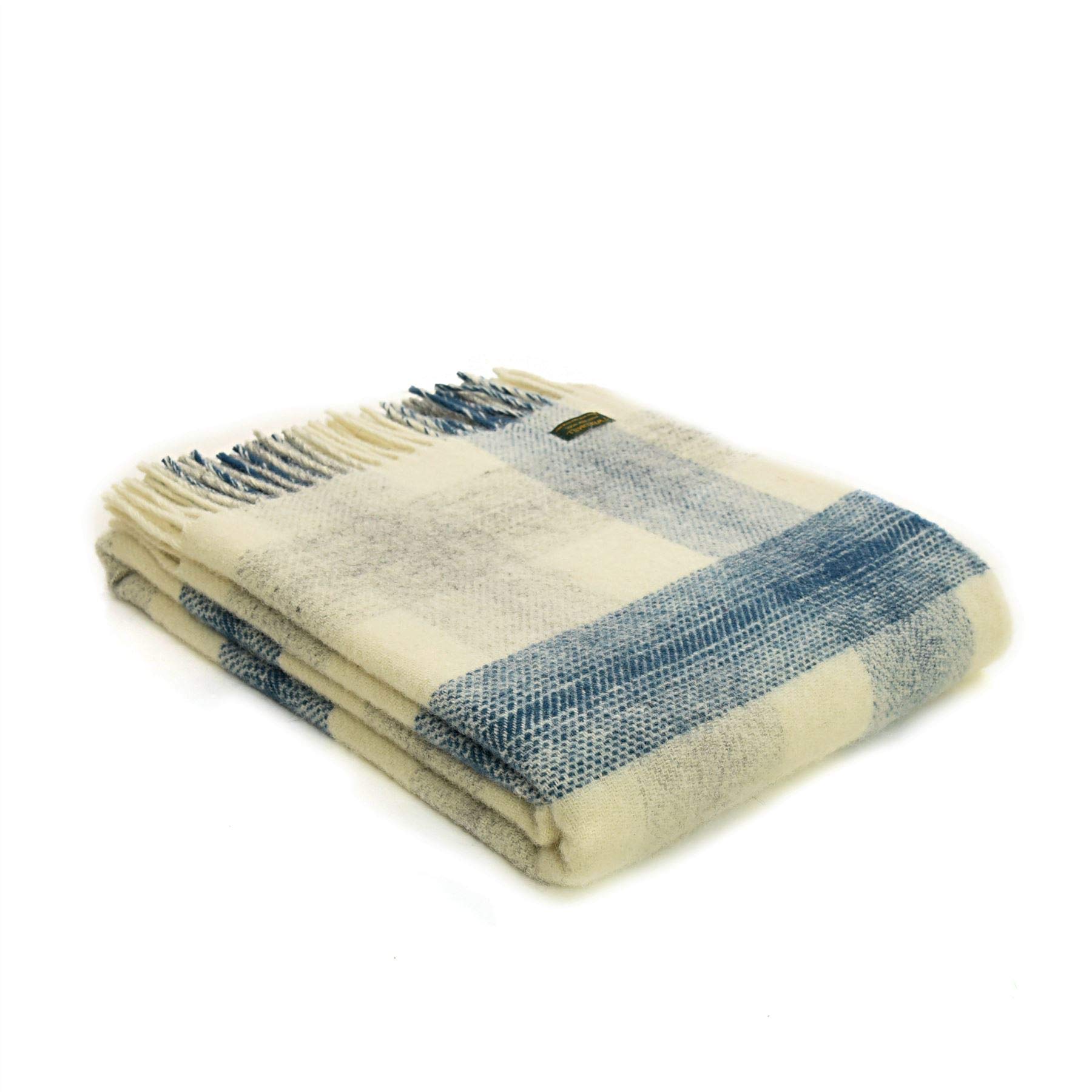 Tweedmill Blue Textiles Meadow Check 100% Wool Blanket Throw British Made Ink