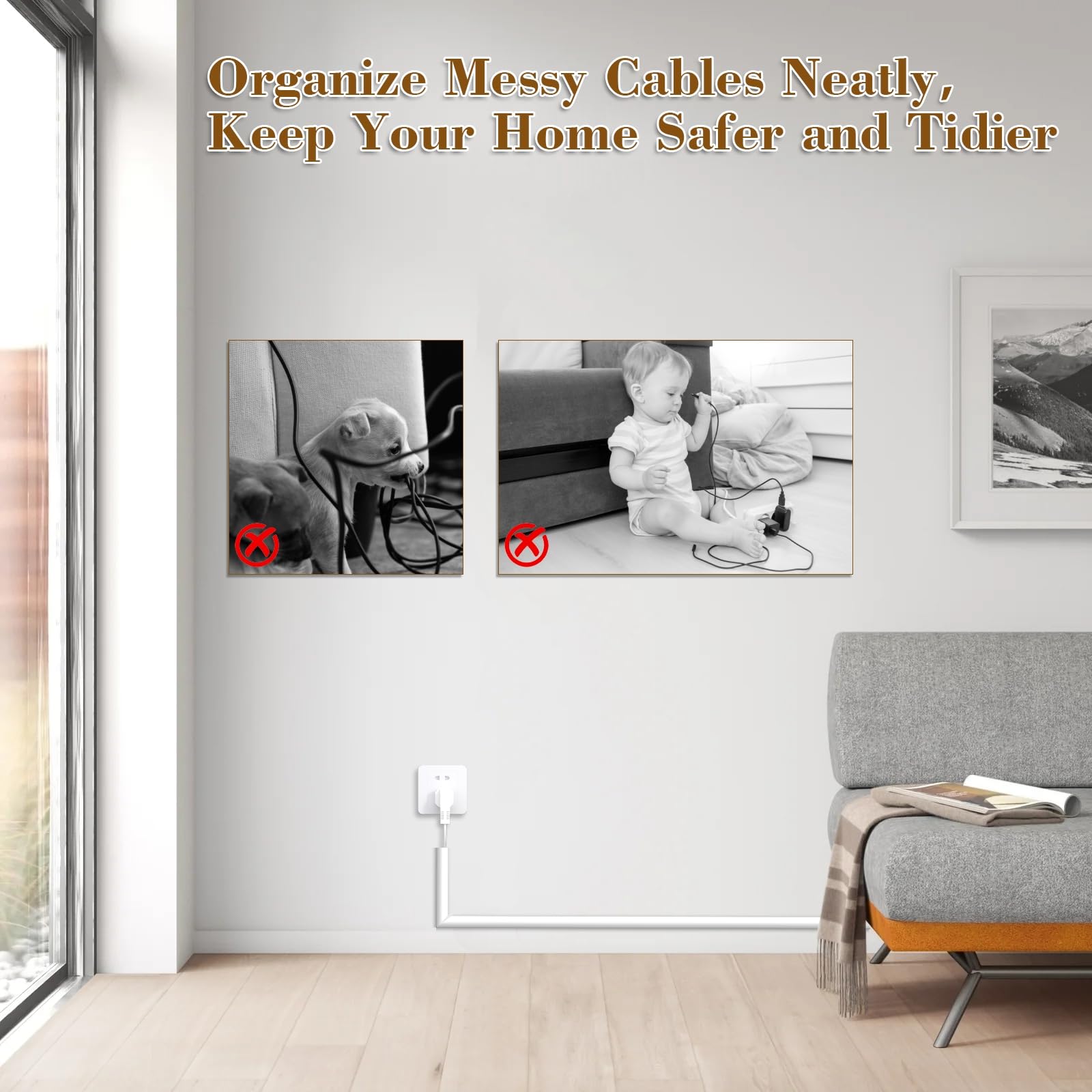 Ocultador de cables de 118 pulgadas para TV montado en la pared, adhesivo de un solo cable para pared, kit de conductos para ocultar cables, corrector de cables de silicona flexible para oficina en