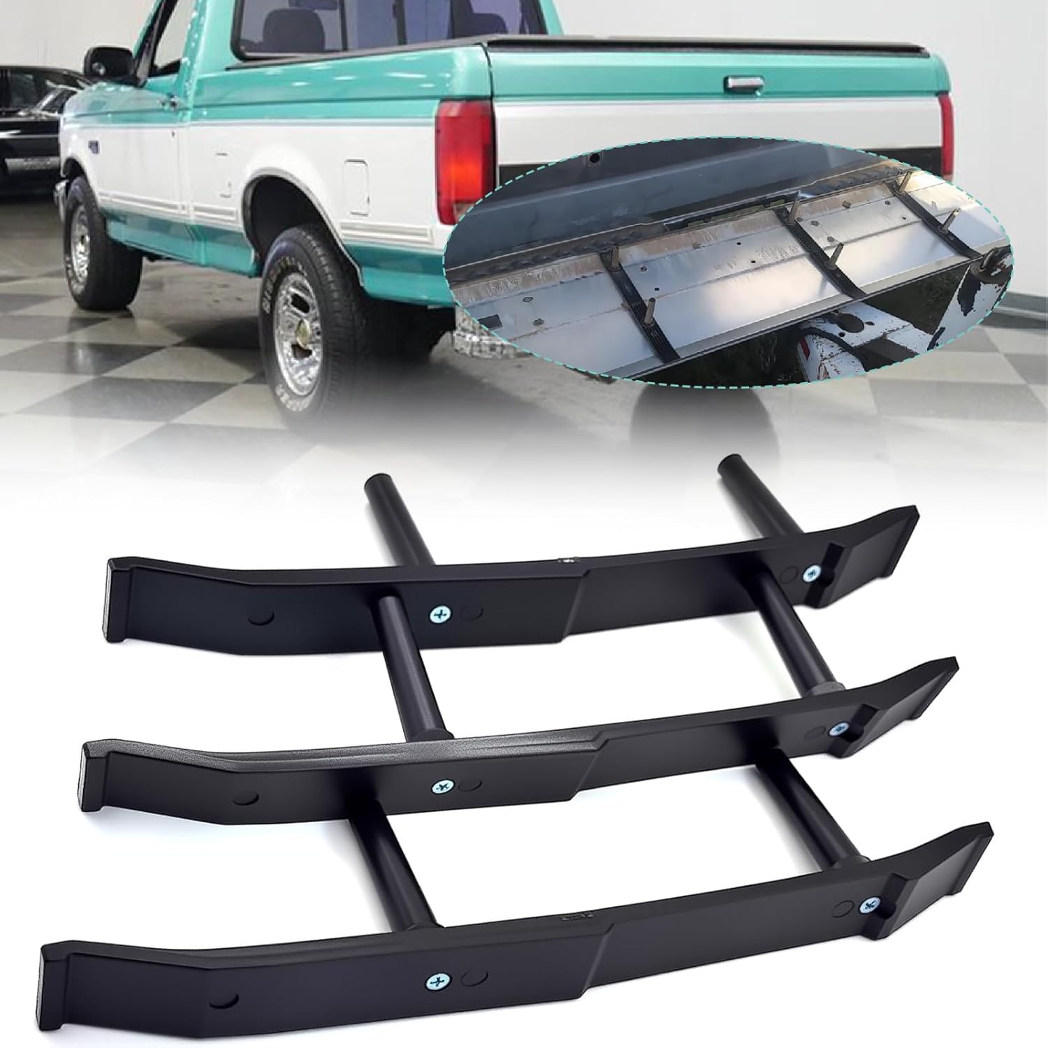 Truck Tailgate Trim Panel Bracket Fit for 1987-1996 Ford F150 F250 F350 Replace E7TB-9942502 E7TB-9942596 E9TB-994250 E9TB-9942596 Includes Stainless Steel Screws and EPDM Rubber Backed Washer
