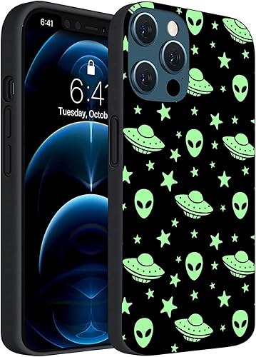 Funda compatible con iPhone 12, iPhone 12 Pro, misterioso alienígena OVNI funda para iPhone, protección contra caídas, delgada, a prueba de golpes,