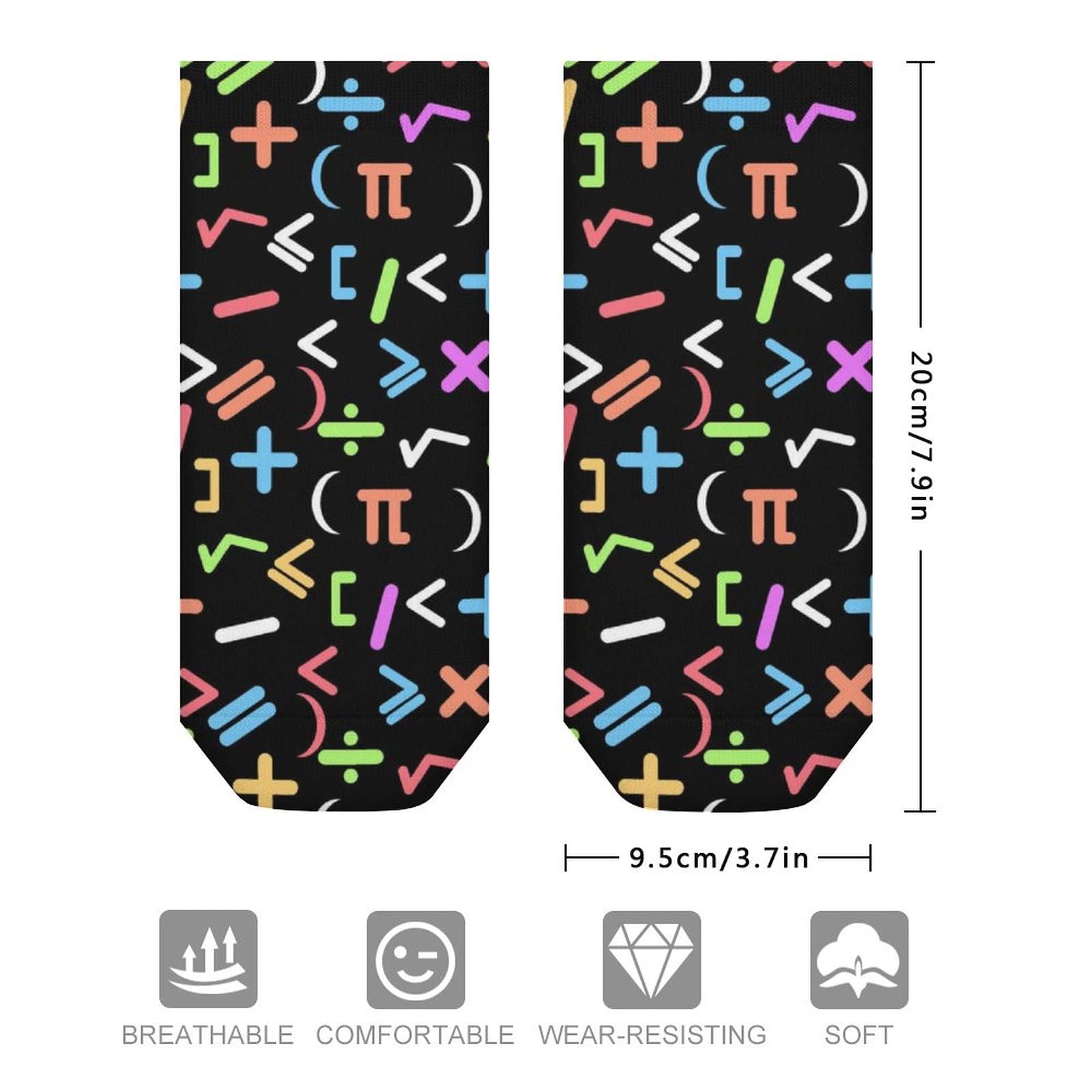Women Girls Cute Ankle Fit No Show Low Cut Socks Colorful Symbols Of Math Colorful Comfy Casual Athletic Short Trail Socks Novelty Gift