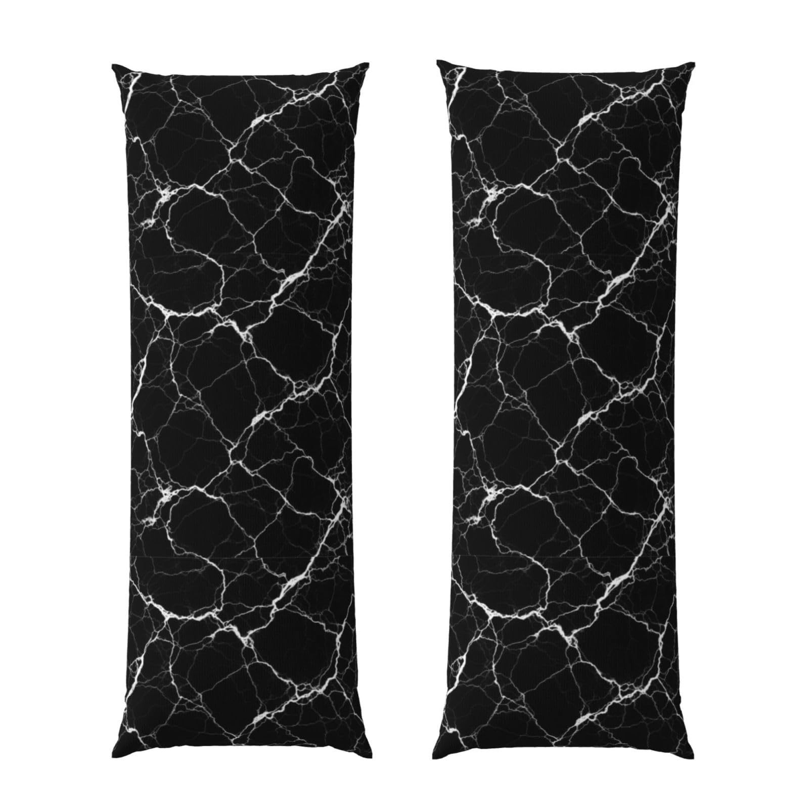 Long Pillowcase 20x54, Black Marble Texture, Soft Velvet Pillow Cover with Hidden Zipper, Plush Cushion Protector for Bedroom Sofa Couch Sleeping