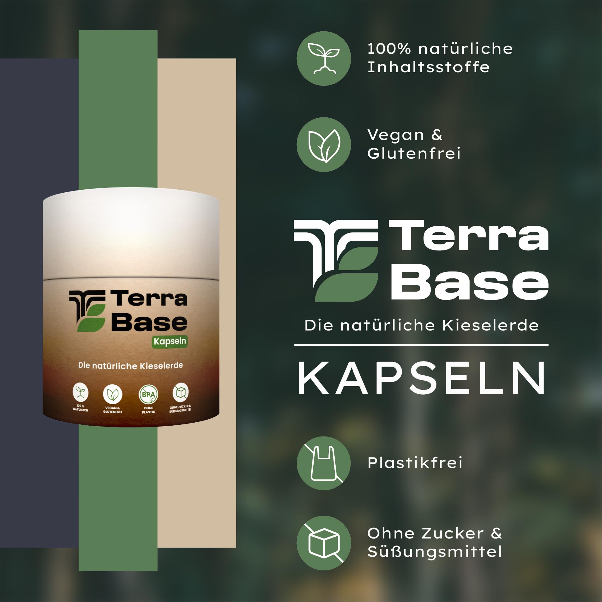 Kieselerde Kapseln natürlich & plastikfrei | Großpackung mit 120 Kapseln | nachhaltig, laborgeprüft & aus DE | Silizium für Haare, Nägel, Haut & Bindegewebe | vegan, gluten- und laktosefrei