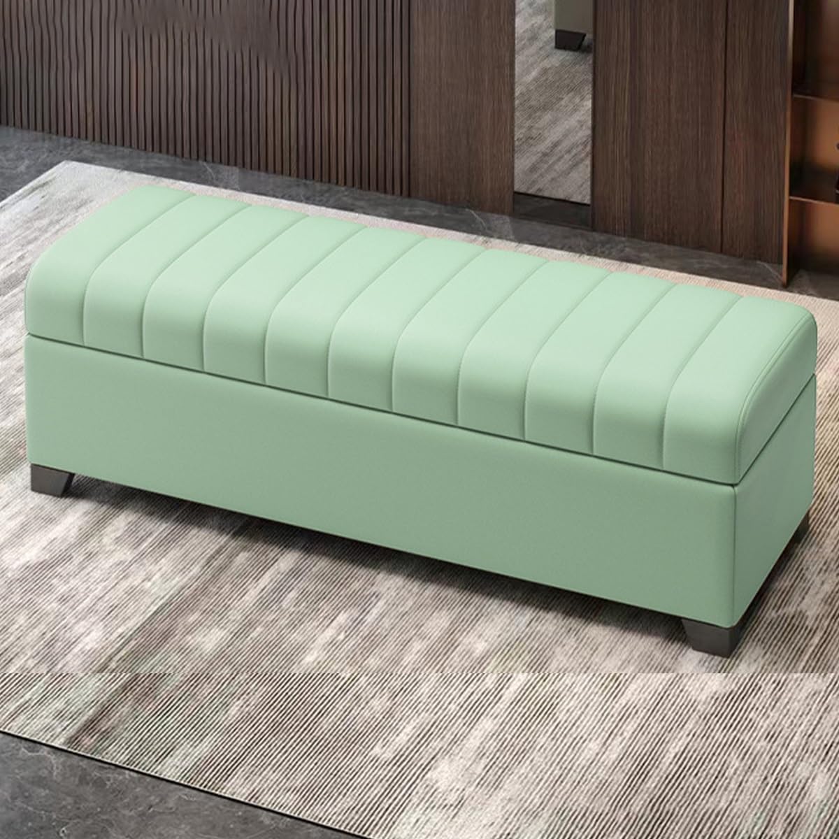 GDMDPTE Light Green Storage Bench with Shoe nizer Entryway Storage Ottoman Bedroom Trunk Footrest for Hallway & Living Room L47 - Stylish & Functional Fur