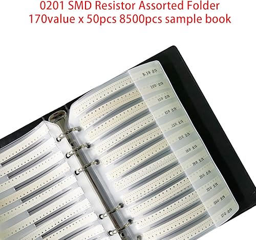 Miniatura 2 de 0201 - Libro de muestras de resistencia SMD 170 valores, kit de resistencia 50 unidades cada 1% de precisión en estuche de almacenamiento,
