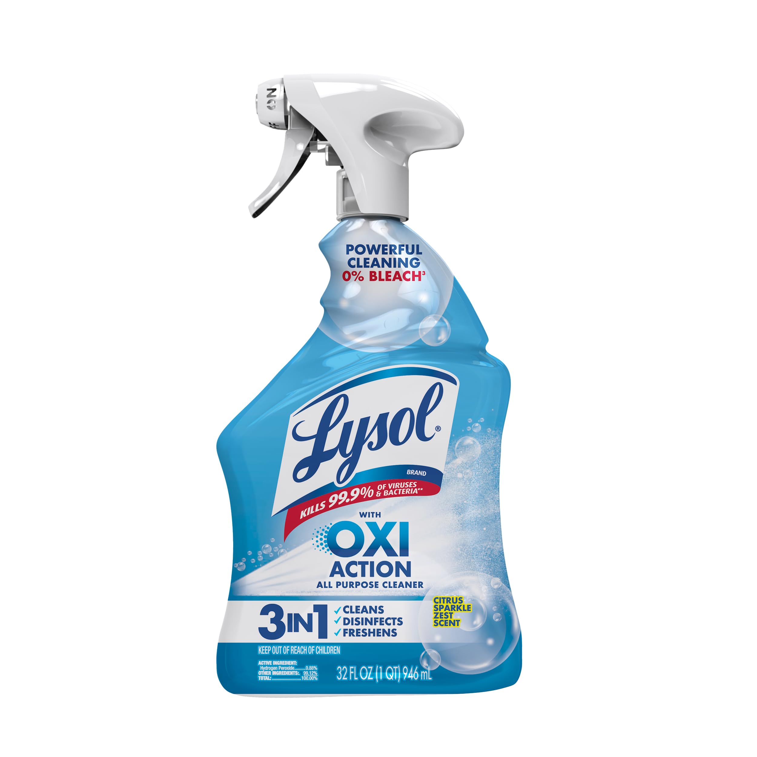 Lysol All Purpose Cleaner Spray, OXI Action, 0% Bleach, 32 oz