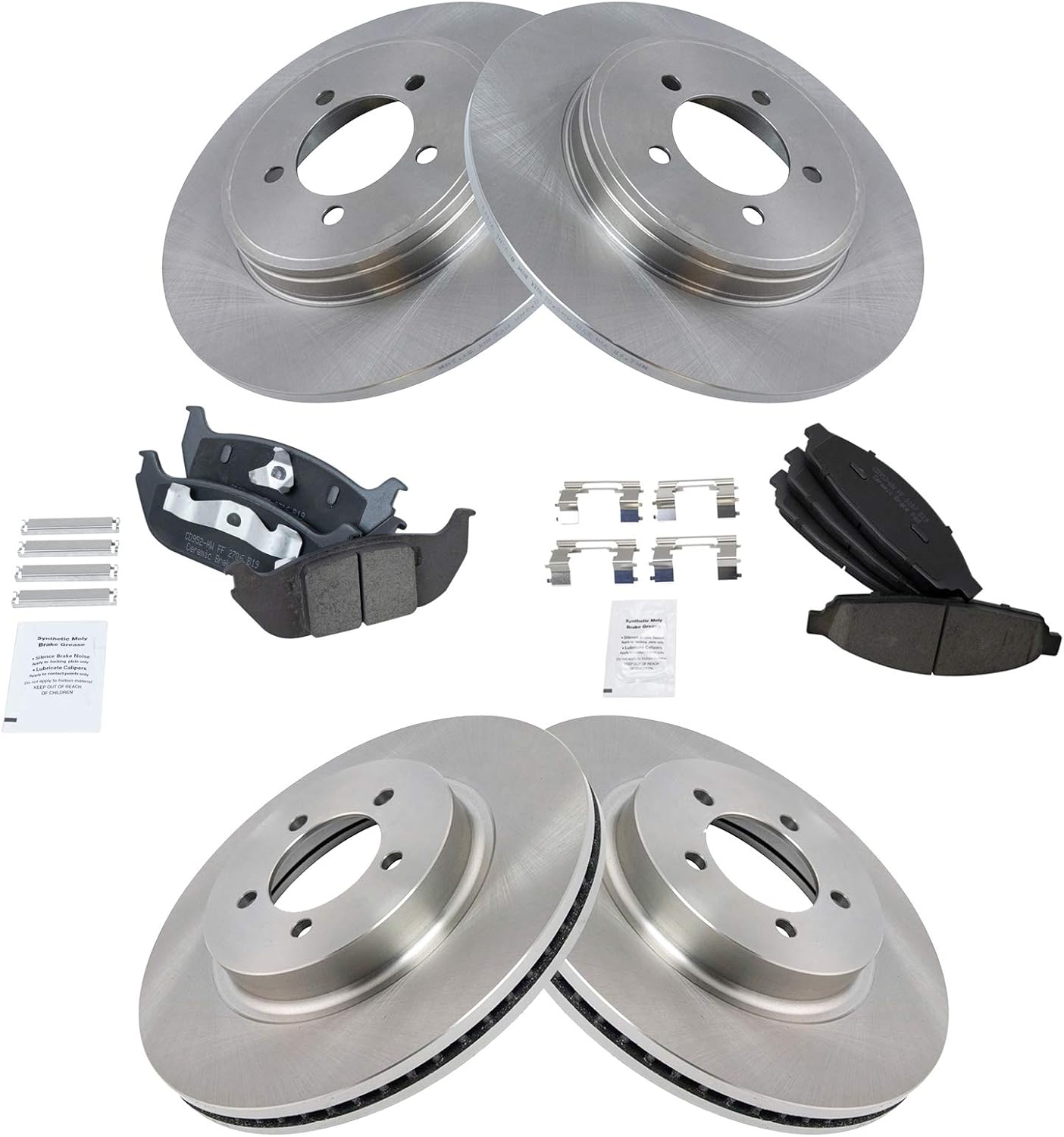 TRQ front & rear brake kit with ceramic pads and rotors for Lincoln Aviator