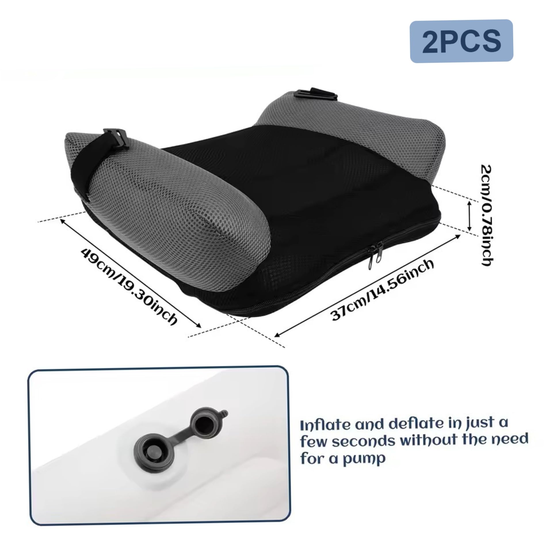 2-teilige aufblasbare Sitzerhöhung, schnell aufblasbarer und tragbarer Reise-Sitzerhöhung mit Aufbewahrungstasche, bequemes, rückenfreies Autokissen