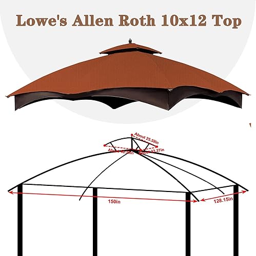 Miniatura 2 de Parte superior de repuesto Ripstop rojo óxido Ripstop para cenador Lowe's Allen Roth 10X12 modelo #GF-12S004B-1/GF-12S004BTO