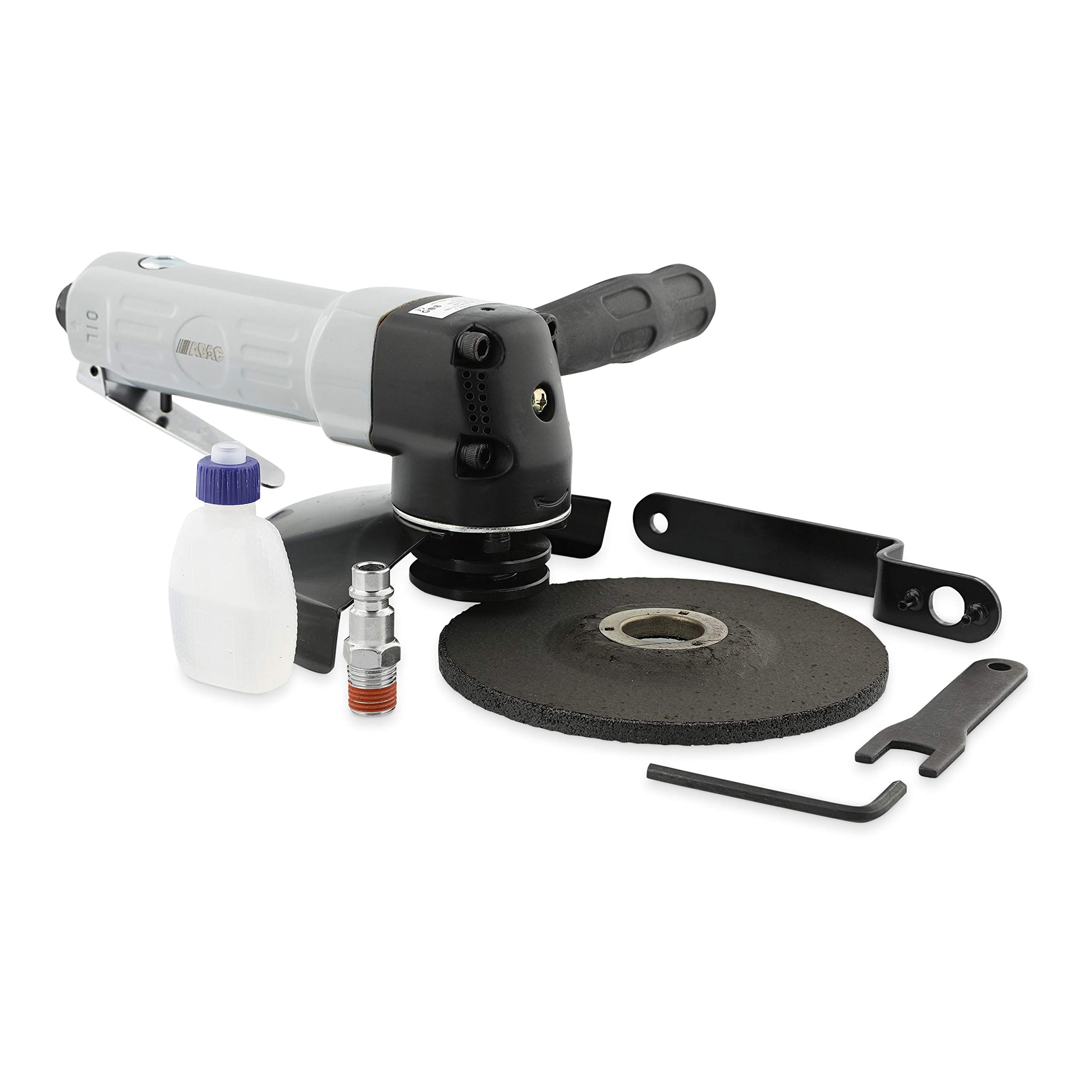 ABAC Smerigliatrice Angolare Pneumatica G-20, Smerigliatrice per Dischi da 125mm, 2 Chiavi, Inclusi Chiave Esagonale, Occhiali Protettivi, Attacco con Raccordo Universale