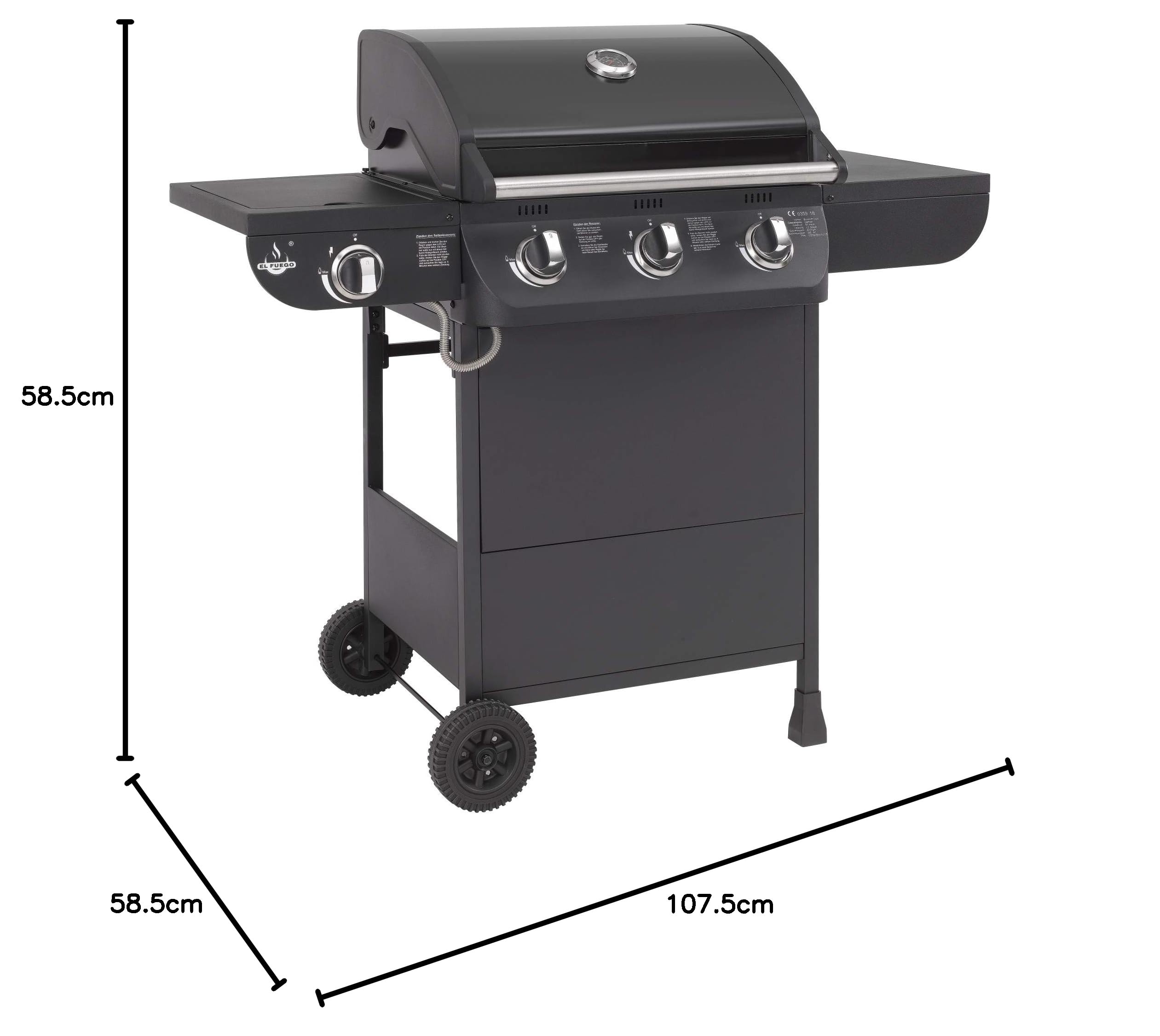 Fuego grill gazowy Columbus 3 + 1 palnik firmy EL Grill BBQ grill na kółkach, grill gazowy na kółkach