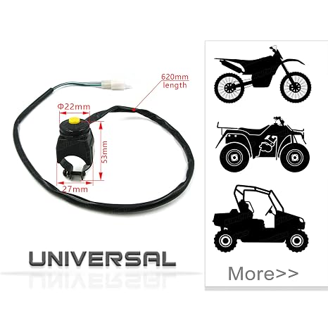 Handlebar Engine Start Switch Universal Motorcycle ATV UTV, Yellow Button