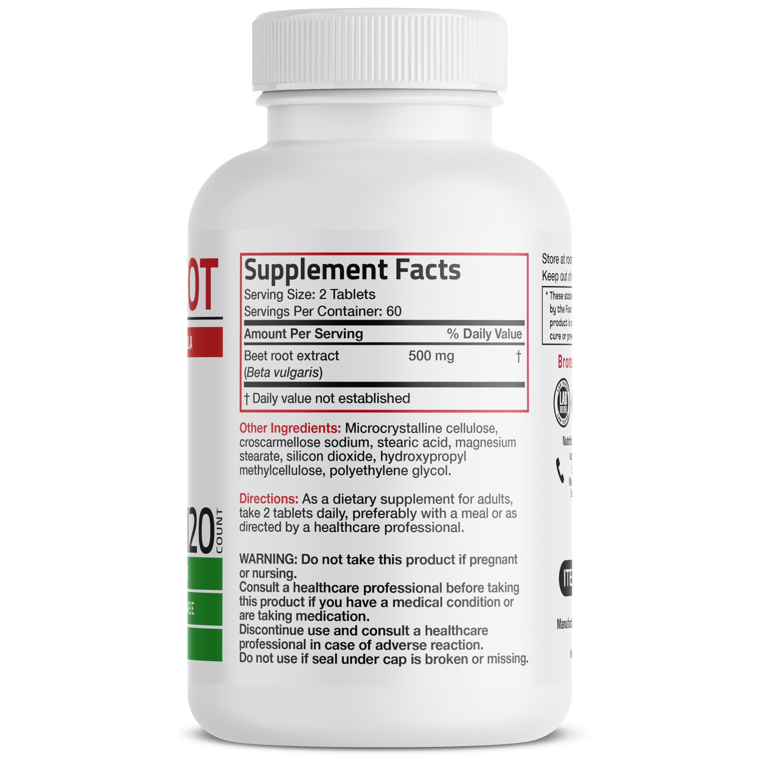 Bronson Beet Root Extra Strength, Non-GMO, 120 Vegetarian Tablets — Amazon image 2