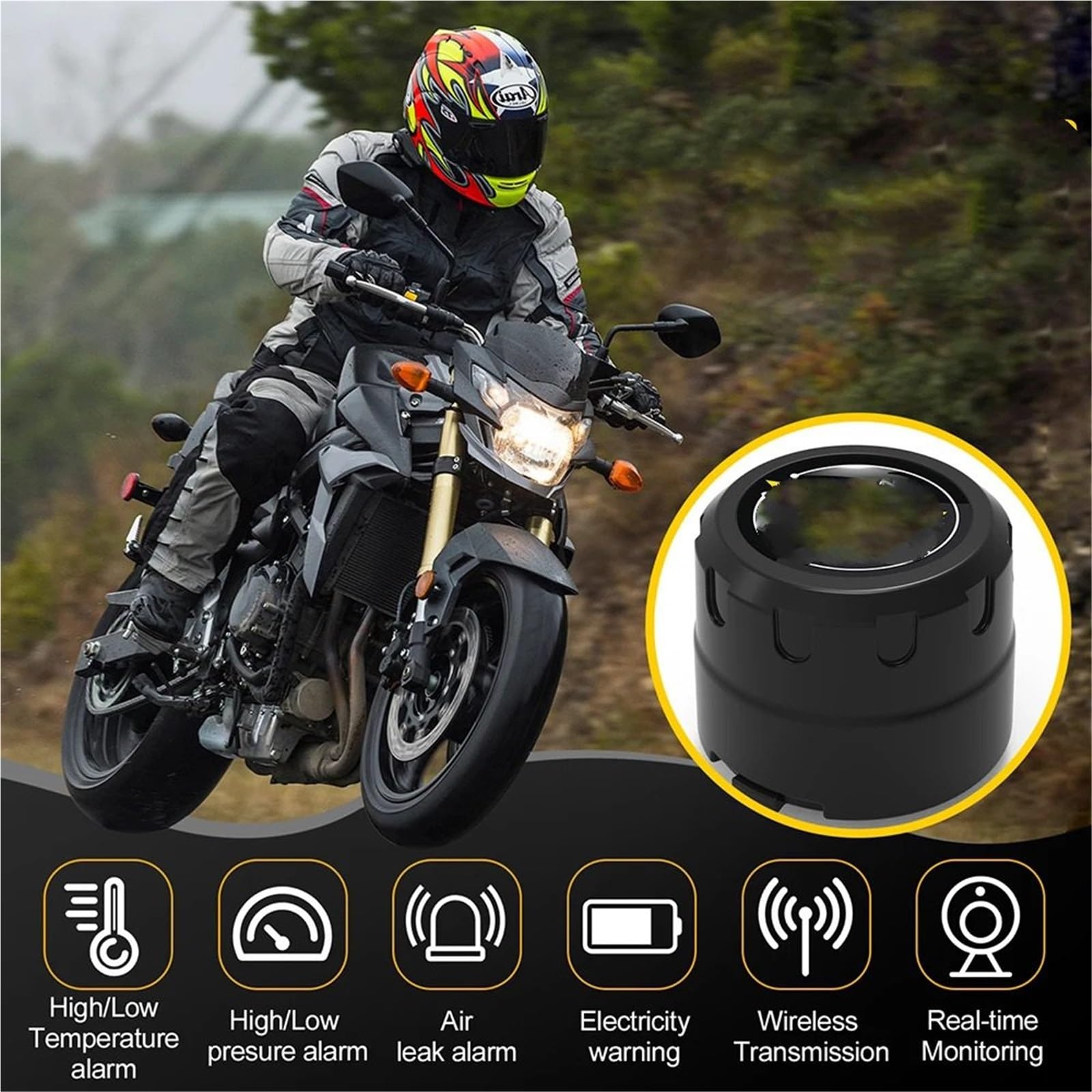 Bezprzewodowe czujniki ciśnienia w oponach Bluetooth 4.0 5.0 System monitorowania testera opon TPMS motocykla Akcesoria do motocykli terenowych(Type B)