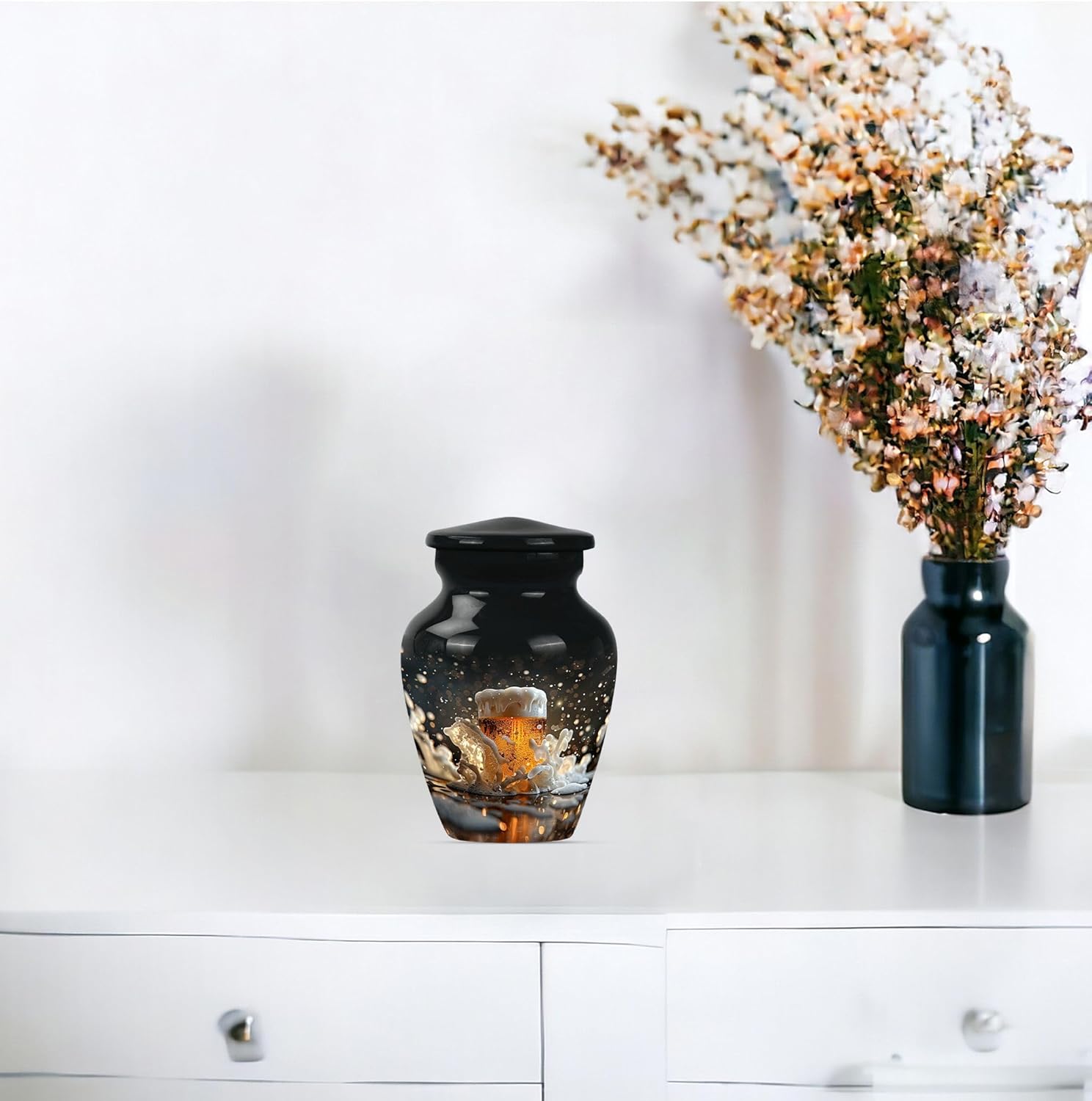 Beer Urn - Mini Urn - Cremation Urns for Burial - Cremation Urns for Human Ashes Adult Male - Funeral Urns for Human Ashes Adult - Cremation Urns for Men (3 inch Pack of 1)