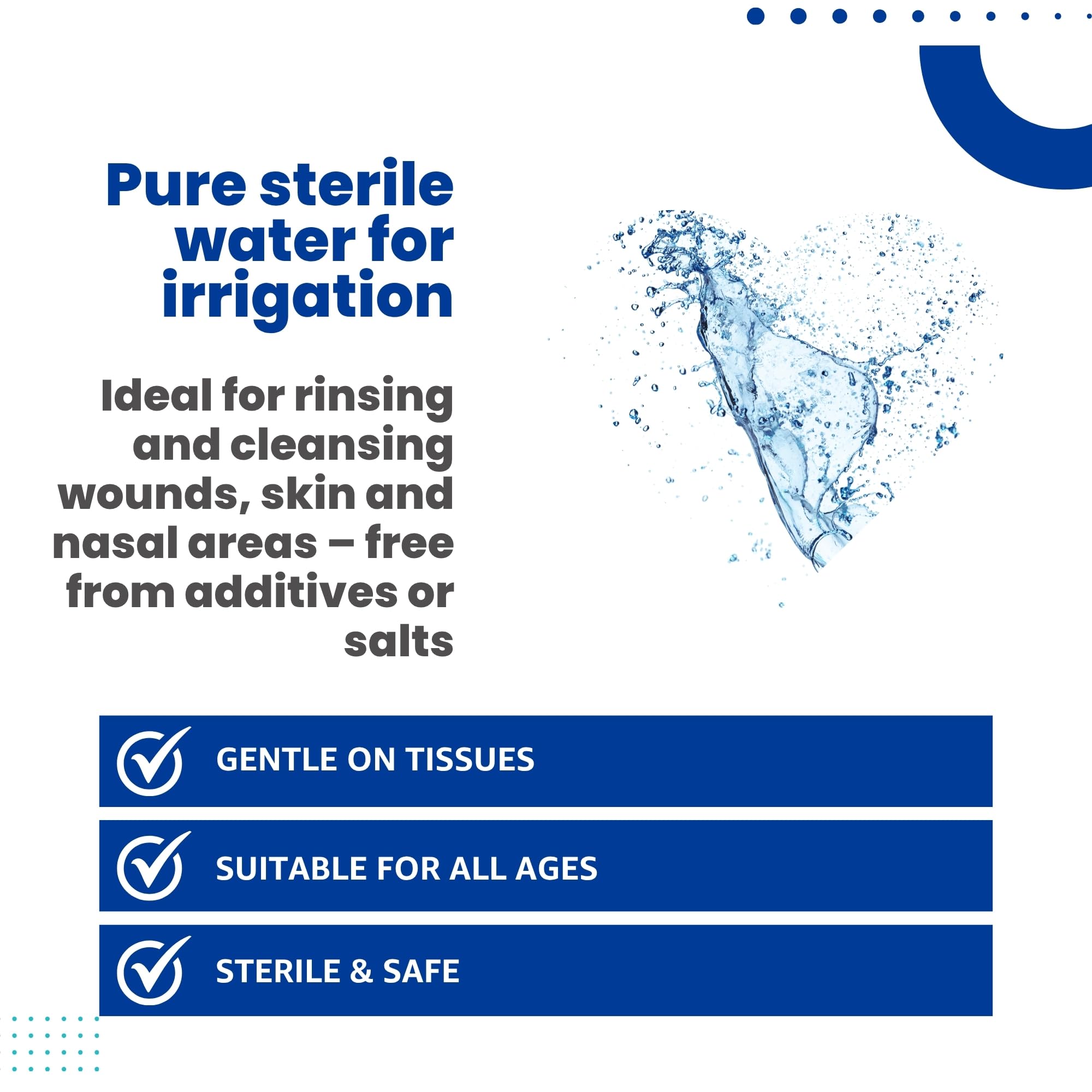 9 X 500 ml - VERSOL Steriles Wasser zur Spülung – Gereinigtes Wasser H₂O – Sterile, pyrogenfreie Lösung zur Wundreinigung, Hautpflege, Kontaktlinsenbehälter-Spülung, tägliche äußere Hygiene