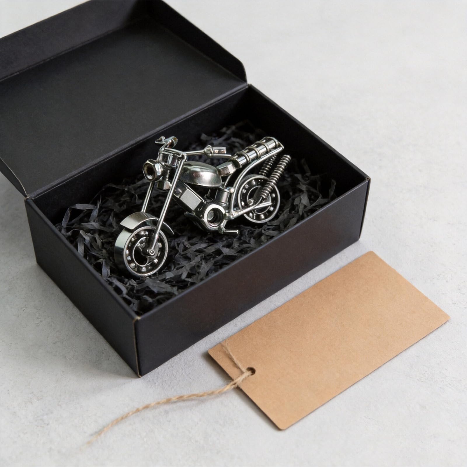Modèle de Moto, Ferro Moto Modello, Modello di Motocicletta in Ferro Creativo Retrò, per Oggetti di Scena Fotografici, Collezione D'arte, Decorazione Desktop (Argento)