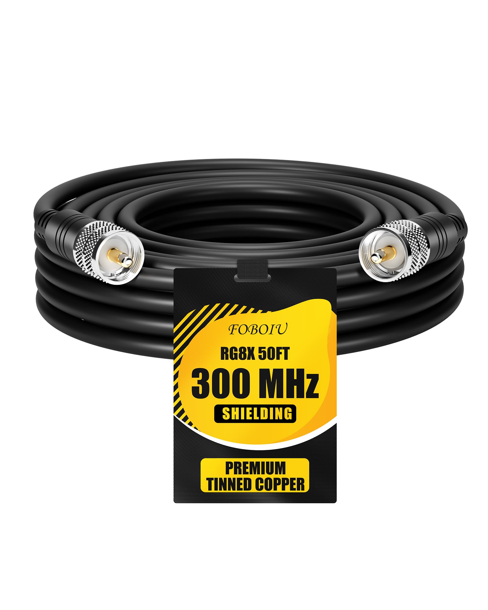 Cable coaxial RG8x de 50 pies, cables de antena CB PL259 UHF macho a macho, extensor de cable coaxial de 50 ohmios para radios al aire libre, analizadores de antena, sintonizadores de antena